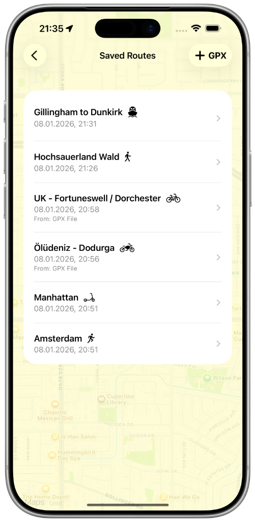 Saved Routes